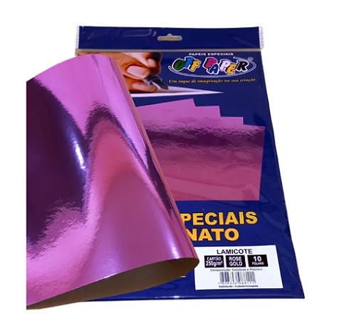 Papel Lamicote Rose Gold A4 250g 10 Fls Off Paper