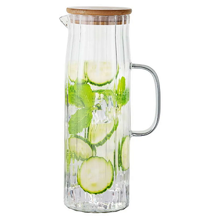 Jarra De Vidro Borossilicato Tampa Em Bambu 1,1L Wolff 29079