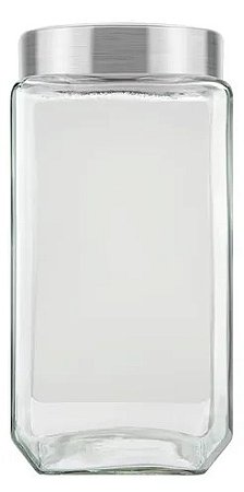 Pote Vidro Com Tampa Quadrado Liso 2L Original Glass Gl8023