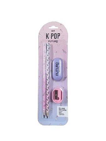 Kit 2 Lápis Hb 1 Borracha 1 Apontador K- Pop Futuro Fe092247