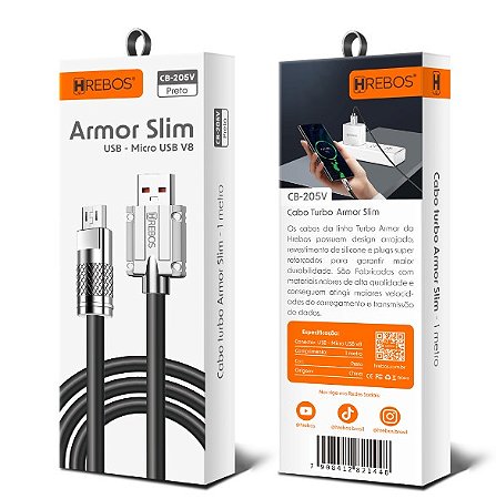 Cabo Armor Slim Usb X V8 Hrebos Cb205v