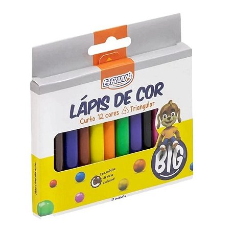 Lápis De Resina Plástica Big Curto C/12 Cores Brw Lp1207
