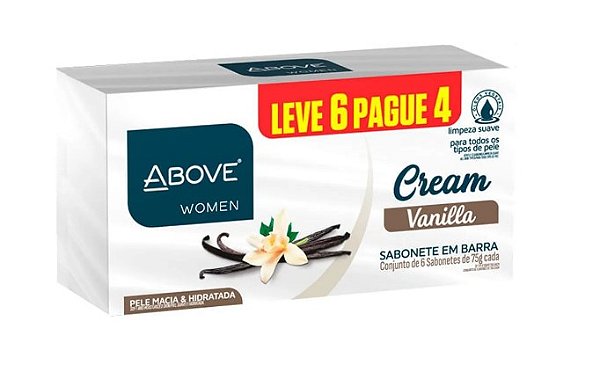 Kit 6 Sabonetes Barra Cream Vanilla 75g Cada Above