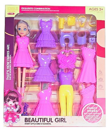 Brinquedo Kit Boneca Com Vestidos e Acessórios Toys24134