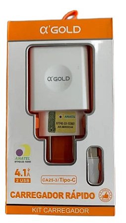 Carregador Tpc Rápido 4.1a 2 Usb Agold Ca253