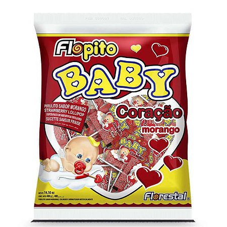 Pirulito Baby Coracao 200G Morango Florestal
