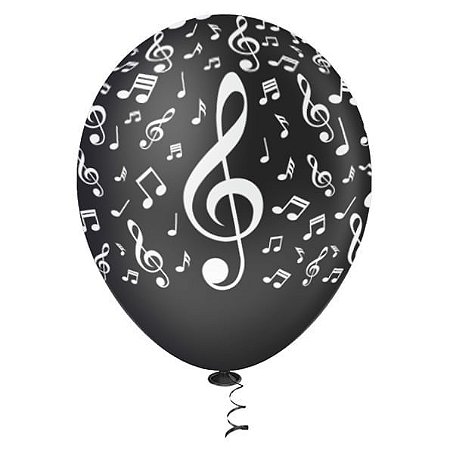 BALAO NOTA MUSICAL PRETO/BRANCO 10 POLEGADAS C/25 - PIC PIC