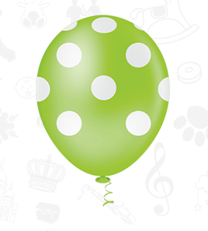 BALAO 10" BOLINHA VERDE LIMAO/BRANCO C/25 - PIC PIC