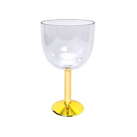 Taça Gin 400ml cristal Base Metalizada Dourada Mtsz