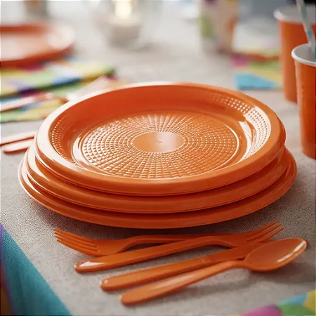 Prato Bolo Sobremesa Laranja 15cm c/50 - Trik Trik