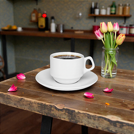Xícara Café Branca Empilhável 75mL Oxford