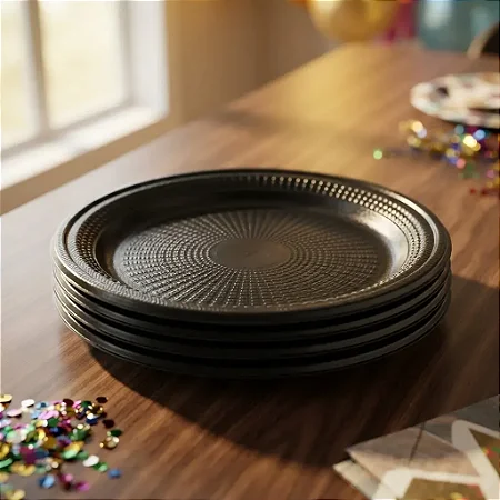 Prato Bolo Sobremesa Preto 15cm c/50 - Trik Trik