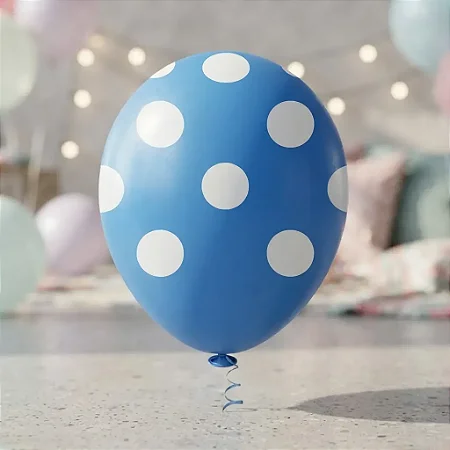 BALAO 10" BOLINHA AZUL ROYAL/BRANCO C/25 - PIC PIC