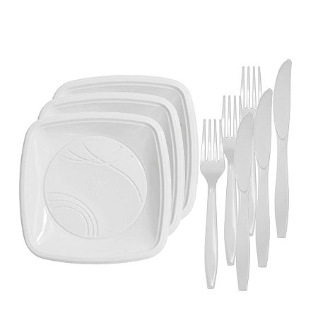 Kit para Churrasco Biodegradável Branco com 10 Trik Trik