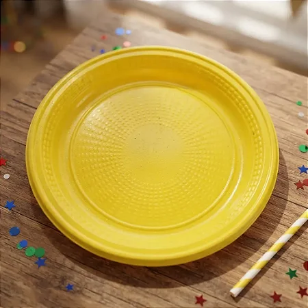 Prato Bolo Sobremesa Amarelo 15cm c/50 - Trik Trik