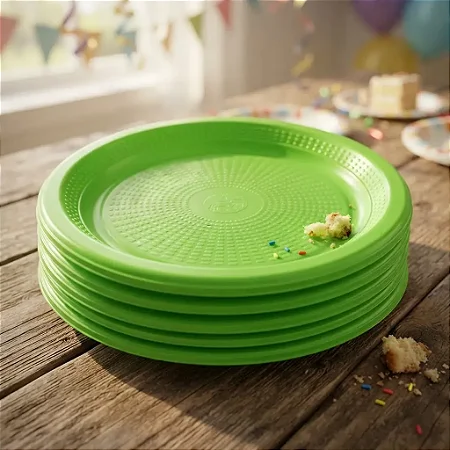 Prato Bolo Sobremesa Verde Limão 15cm c/50 - Trik Trik