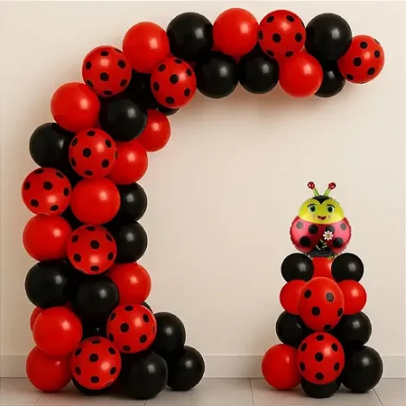 BALAO 10" BOLINHA VERMELHO/PRETO C/25 - PIC PIC
