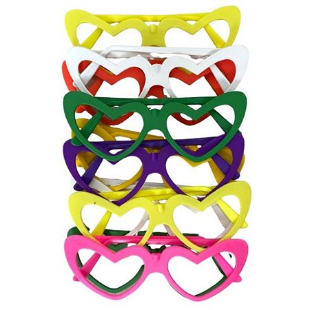 Oculos Colorido Coracao C/10 Rasul