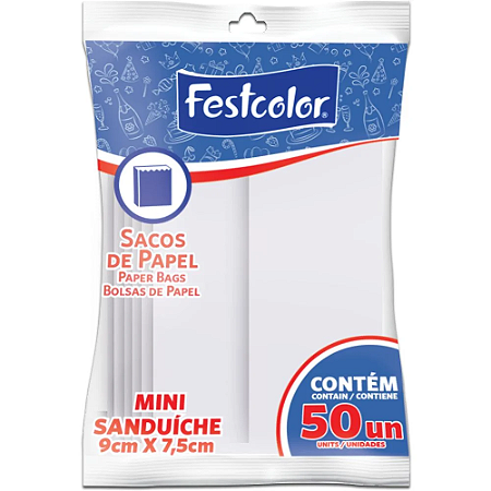 Saco Papel Mini Sanduíche Branco Festcolor
