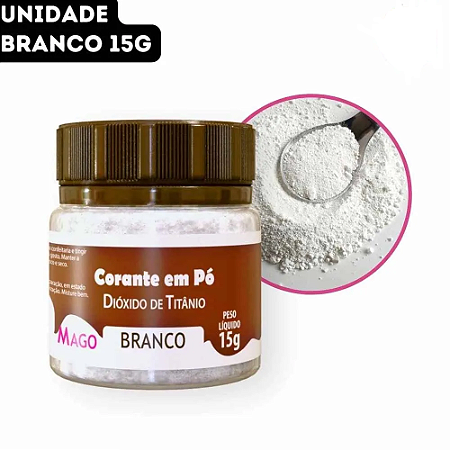CORANTE EM PÓ PARA CHOCOLATE 15G DIOXIDO DE TITÂNIO - MAGO