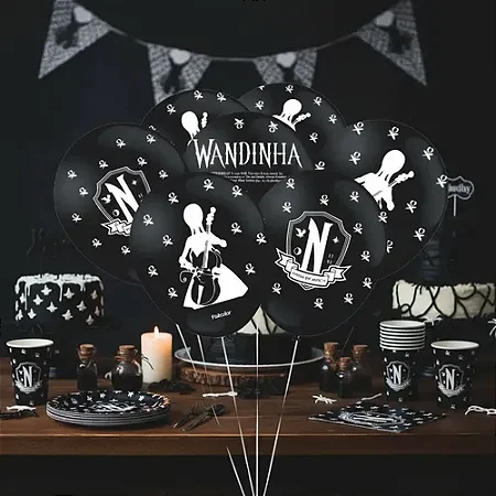 Balão 9" Wandinha c/25 Preto - Festcolor