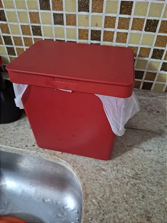 LIXEIRA PIA SINGLE 2,5L VERMELHA BOLD - COZA