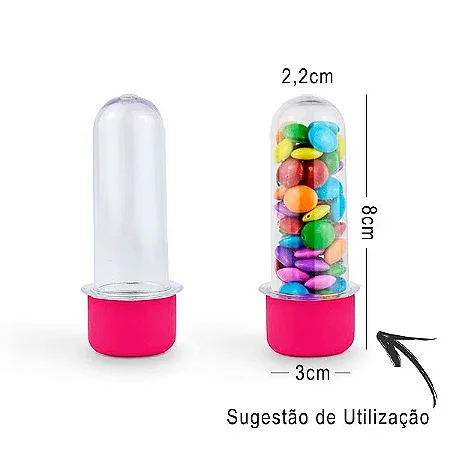 Tubete 8cm Pink c/10 - Plast Qualy