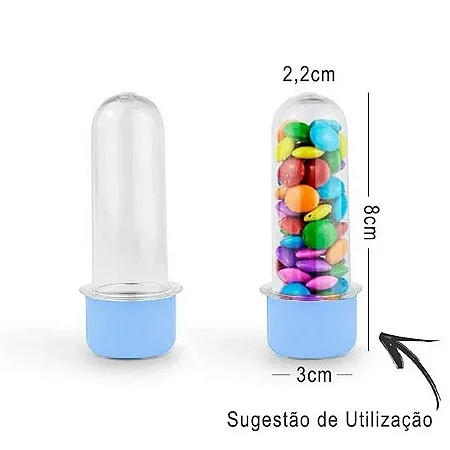 Tubete 8cm Azul Bebê - Plast Qualy