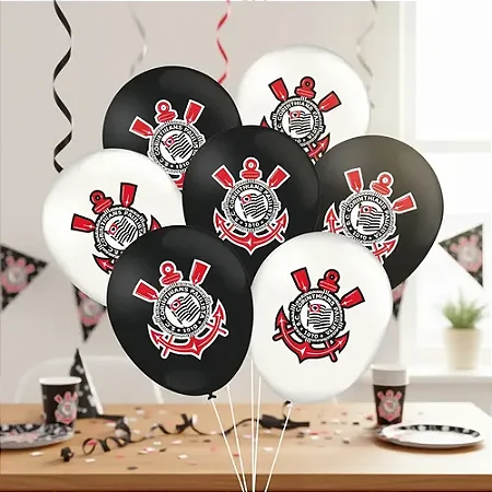 Balão 9" Corinthians 2023 Emblema c/25 - Festcolor
