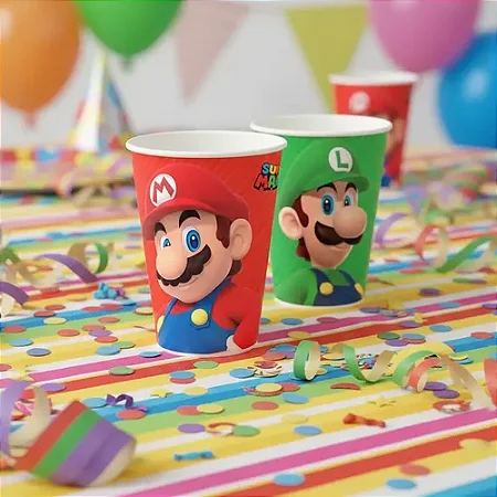 Copo de Papel 200ml Super Mario c/8 - Festcolor
