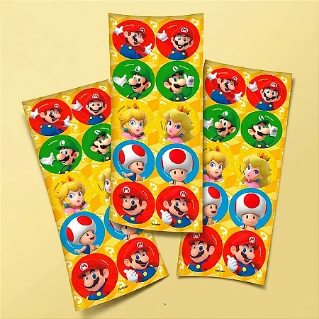 Adesivo Redondo Super Mario c/30 - Festcolor