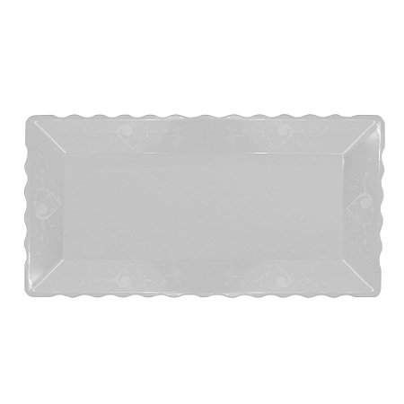 Bandeja Retangular 30X15Cm Prata - Plast Art