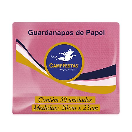 Guardanapo Papel 20X23Cm Rosa - Camp Festas