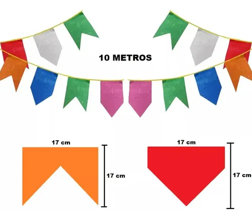 Bandeirinha Junina Plástica 10m - Real Seda