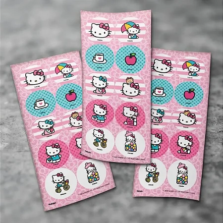 Adesivo Redondo Hello Kitty c/30 - Festcolor