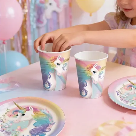 Copo Papel 200ml Unicornio New c/8 - Festcolor