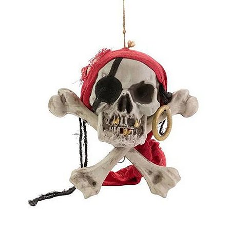CAVEIRA HALLOWEEN PIRATA 30X25CM