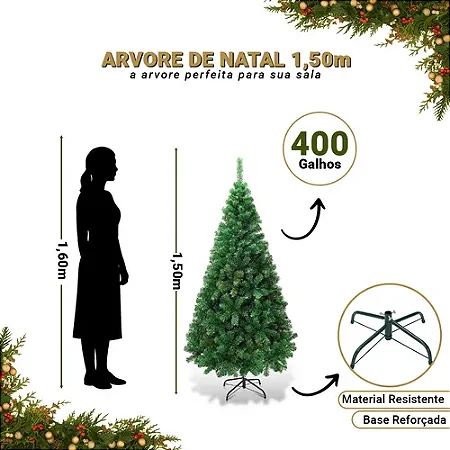 Árvore de Natal Bello Festas 1,5m Verde - Decoração Prática