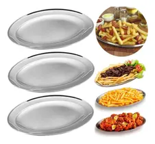KIT 3 TRAVESSAS INOX OVAL RASA (25cm)