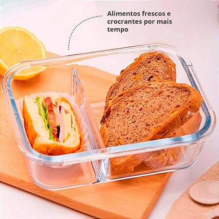 POTE VIDRO HERMETICO RET 630ML C/DIVISORIA