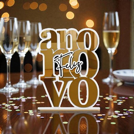 ENFEITE MESA MDF FELIZ ANO NOVO