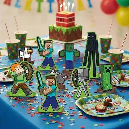 DECORACAO MESA MINECRAFT - Festcolor