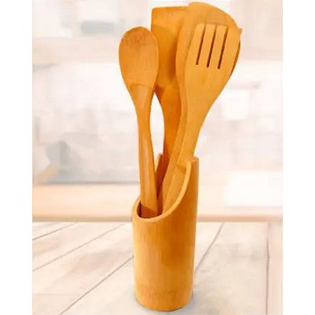 JG UTENSILIOS BAMBU 4PC C/SUPORTE