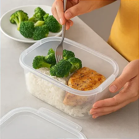 POTE RETANGULAR ALTO C/TRAVAS 850ML TRANSPARENTE - NITRON