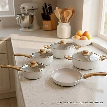 JOGO DE PANELA DE INDUÇÃO AREIA C/5