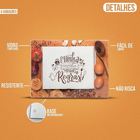 TABUA VIDRO RETANGULAR 25X35CM SORTIDA