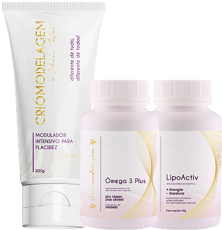 COMBO 3: CREME MODULADOR + ÔMEGA 3 + LIPOACTIV