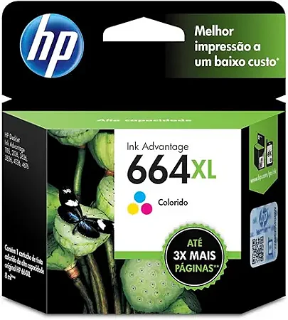 Cartucho de Tinta HP 664XL Colorido Original (F6V31AB)