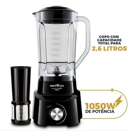Liquidificador Britânia Diamante 800 com Função Ice, Função Pulsar, 1050W e 4 Velocidades - Preto - 110V