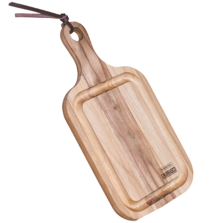 Tábua para Churrasco Tramontina Retangular Em Madeira Teca com Acabamento Natural 40 x 21 cm